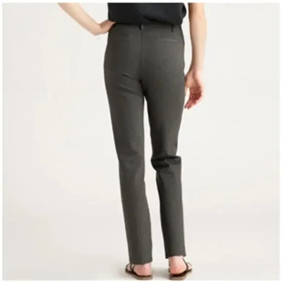 Quince Ultra-Stretch Ponte Straight Leg Pants Charcoal Large Tall 30" Inseam - Picture 2 of 11